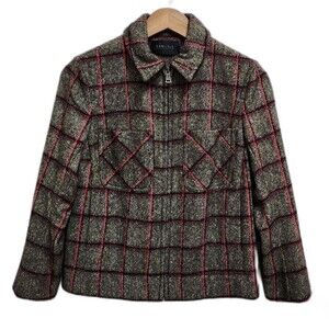 Carlisle Jacket Women 6 Pink Black Multi Plaid Wool Silk Mohair Zip Pockets Soft